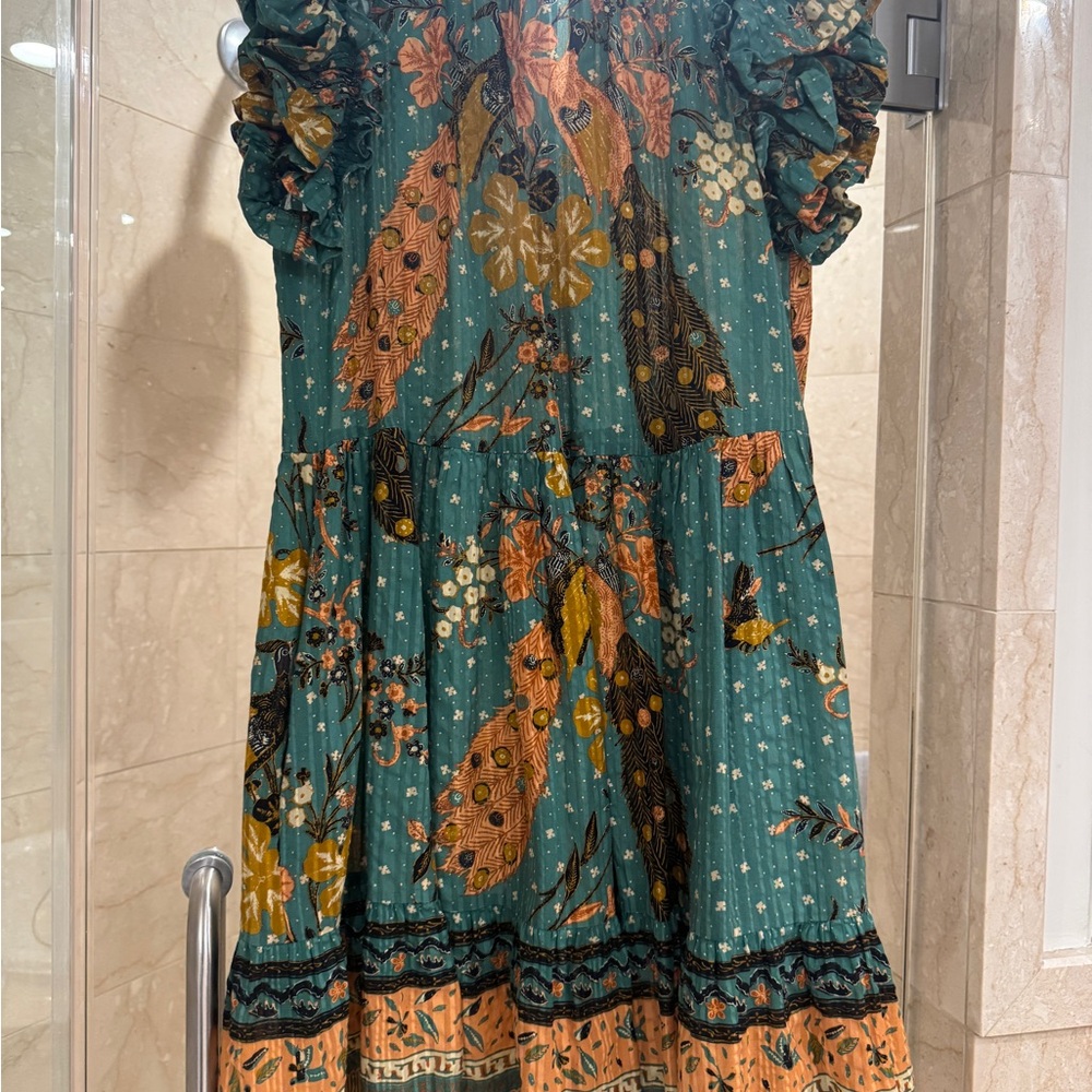 Ulla Johnson Teal and Mustard Floral Top